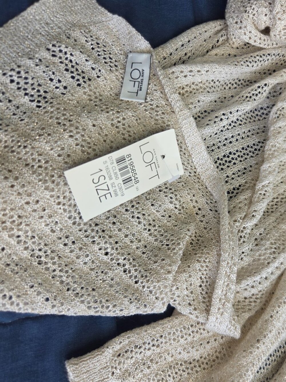 SCARF BY LOFT, 87" VISCOSE POLYESTER AND METALLIC